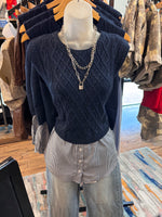 Navy Sweater Vest W/Shirt Tail Hem