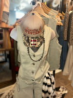 "RISEN" Sage Green Denim Vest