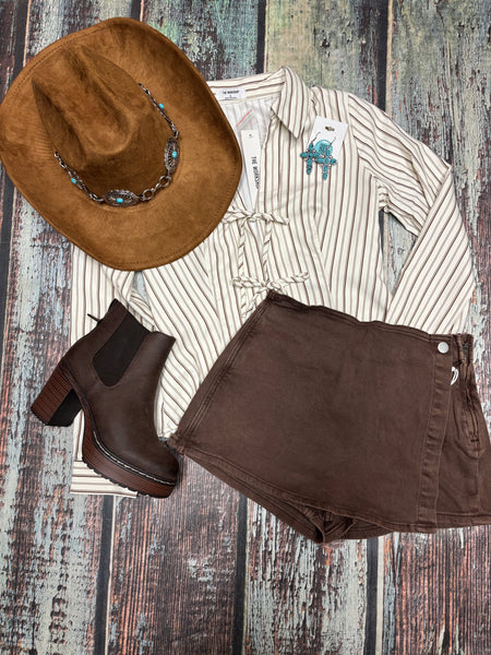 Brown Denim Skort