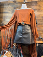 Camel Fringe Top