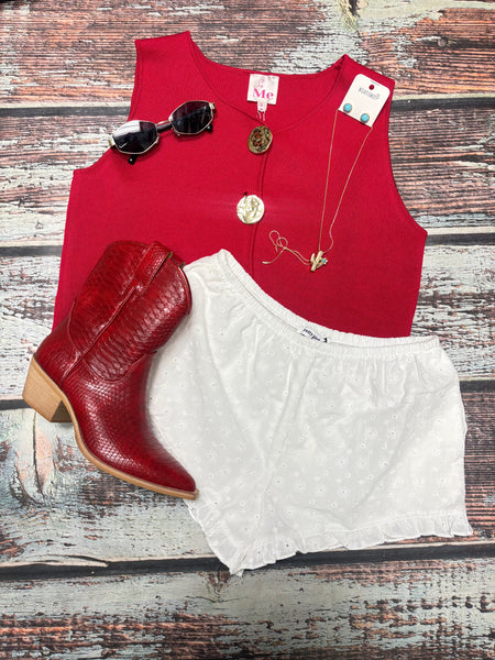 Flower Embroided Ruffle Shorts