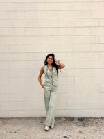 "RISEN" Sage Green Denim Vest