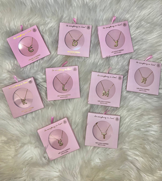 Rhinestone Bubble Initial Necklaces