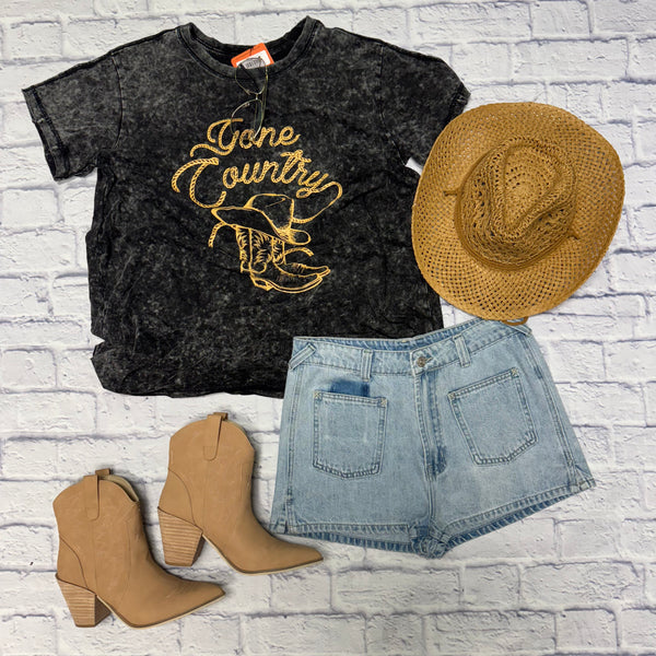 'Gone Country' Acid Wash Graphic Tee