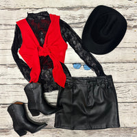 Red Front Tie Top