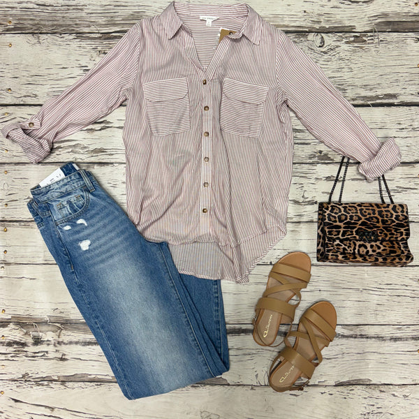 Burgundy Stripe Button-Down