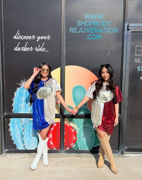 Metallic Football T-Shirt Dress