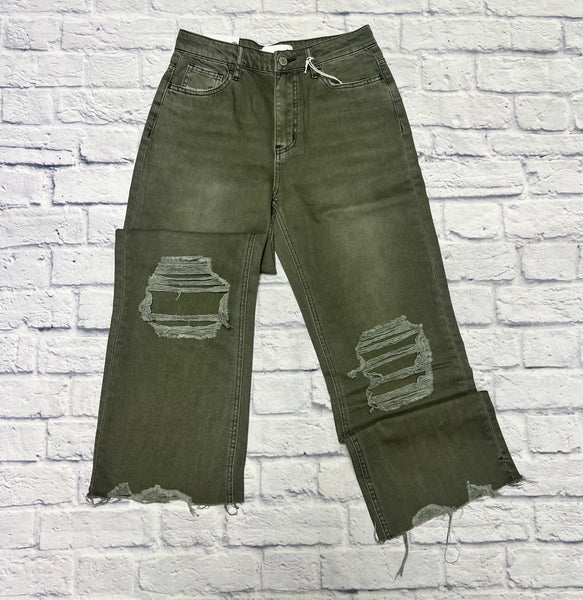 #91 Vervet Olive Cropped Flare