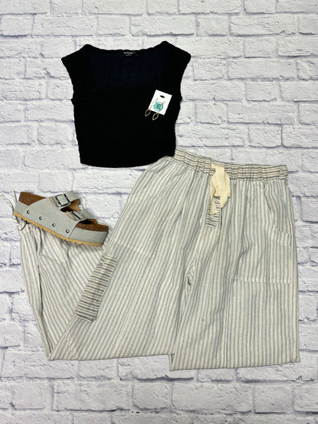 Blue and White Linen Pants