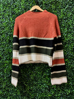 Multi-Stripe Mock Neck Sweater