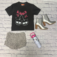 Skull and Pink Bow Tee
