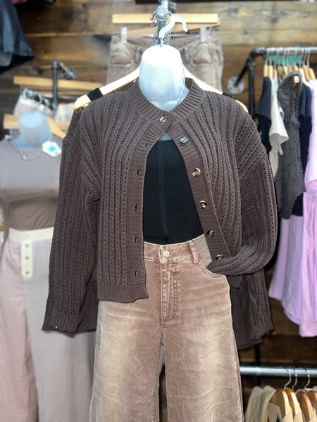 Brown Buttoned Cardigan