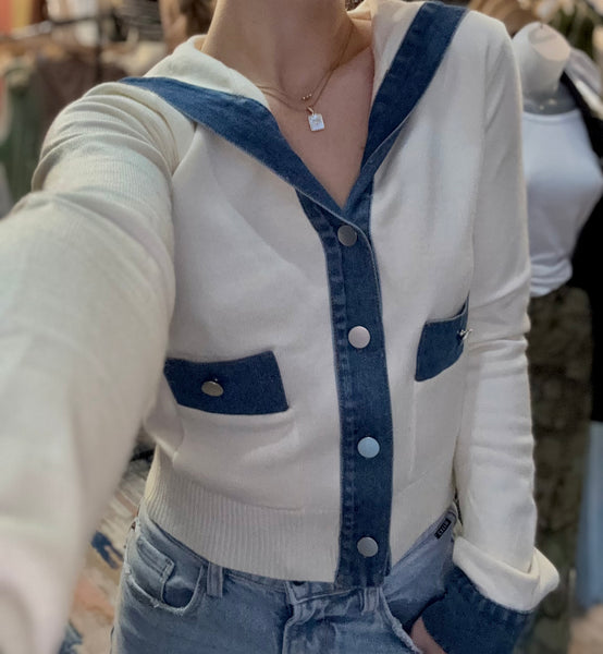 Cream + Denim Blend Cardigan