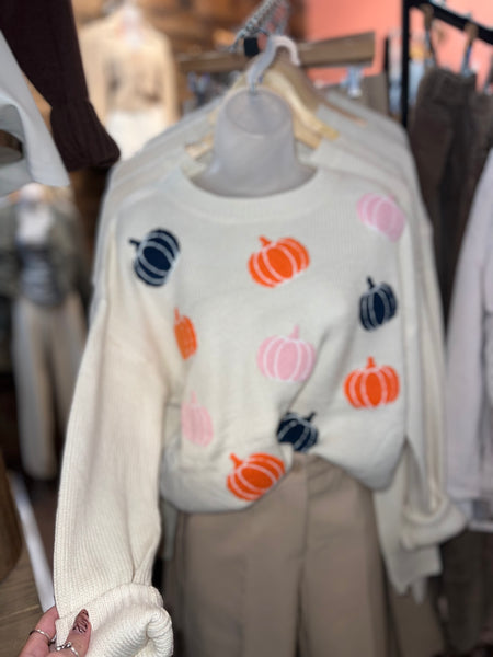 Multicolor Knit Pumpkin Sweater