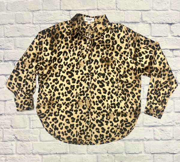 Satin Leopard Button-Up