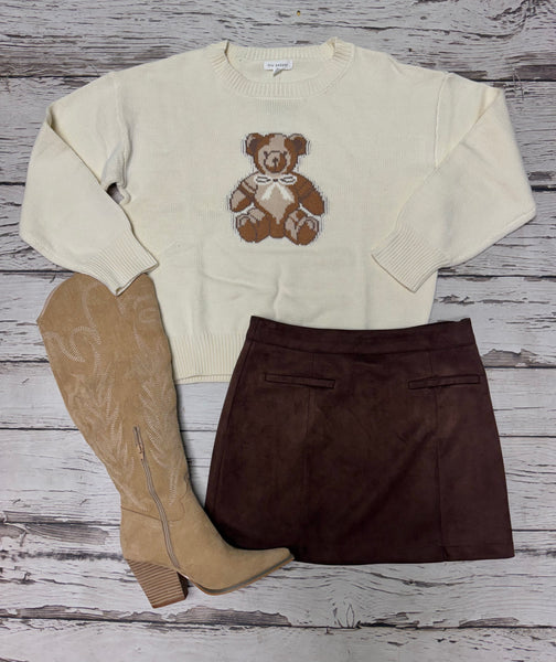 Cream Knit Teddy-Bear Sweater