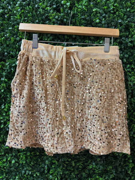 Champagne Velvet/Sequin Skort