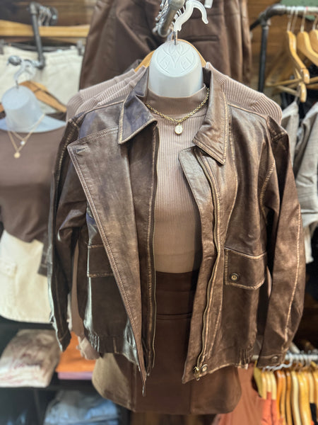Vintage-Brown Leather Jacket