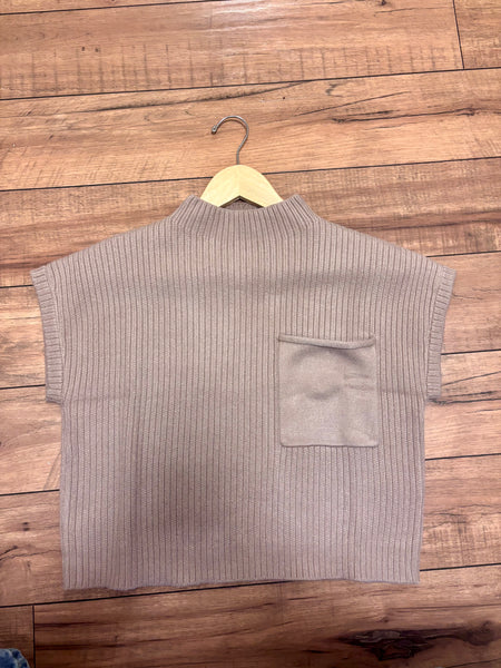 Mock-Neck Light Brown Tee