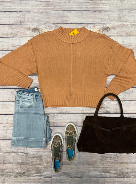 Burnt Peach Mock Neck Sweater