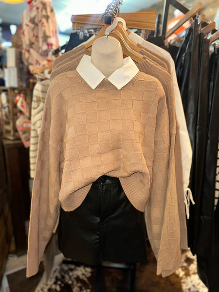 Checkered Tan Sweater