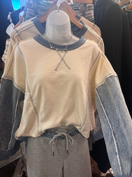 Denim Sleeve Sweater