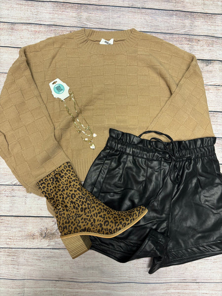 Faux Leather Drawstring Shorts