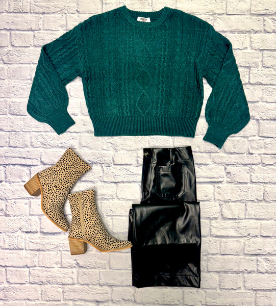 Emerald Cable Knit Sweater