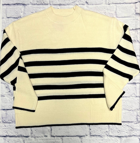 Ivory + Black Striped Sweater