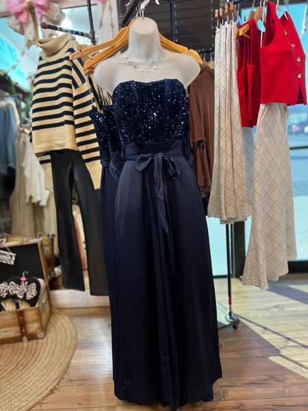 Navy Blue Sequin Jumpsuit