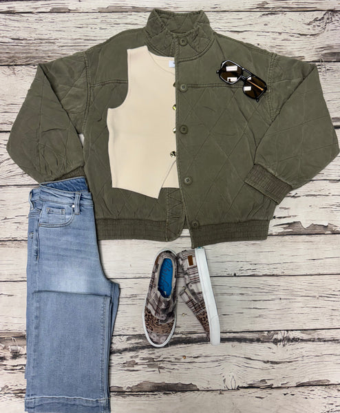 Muted Green Quilted Jacket