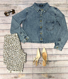 Cream Leopard Barrel Jeans