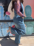 Denim Barrel Overalls
