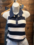 Navy Striped Halter Top