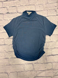 Faded Blue Ruched Mock Neck Tee
