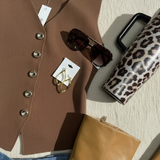 Brown + Gold Button Vest