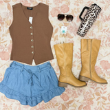 Brown + Gold Button Vest