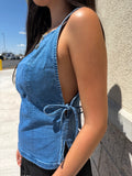 Denim Side-Tie Top