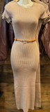 Brown Short Sleeved Fitted Dress