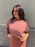 Striped Knit Overlay Midi Dress