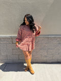 Coral Oversized Flannel