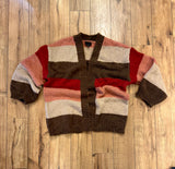 Color-Block Striped Cardigan