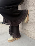 Black Lace Hem Pants