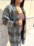Plaid Shawl-Collar Cardigan