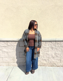 Plaid Shawl-Collar Cardigan