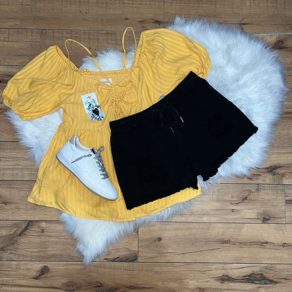 Honey V-Neck Draw String Top