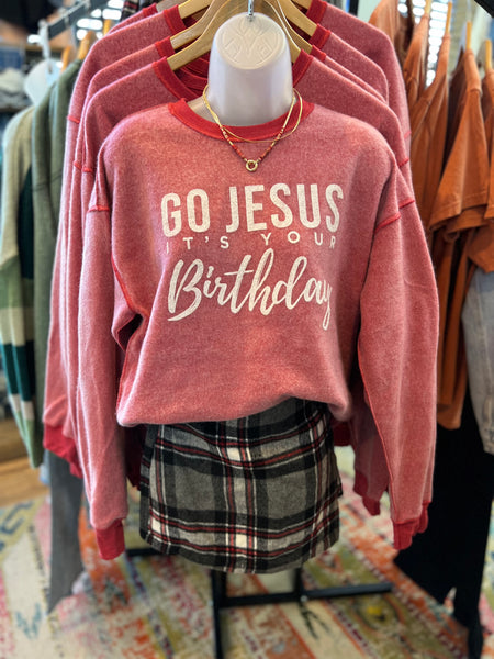 "Go Jesus It's Your Birthday" Red Sweater